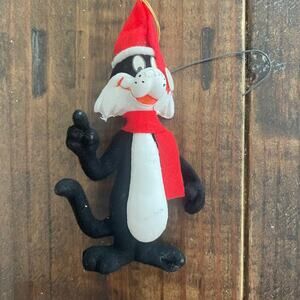 Vintage 1977 Warner Bros Sylvester In Santa Hat Ornament Christmas Holidays